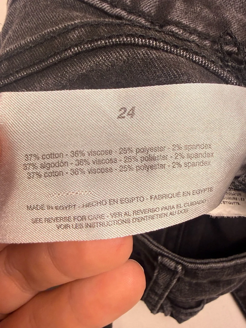 FRAYED Jeans High Rise Skinny Black Gray Wash Button Fly Stretch Size 24